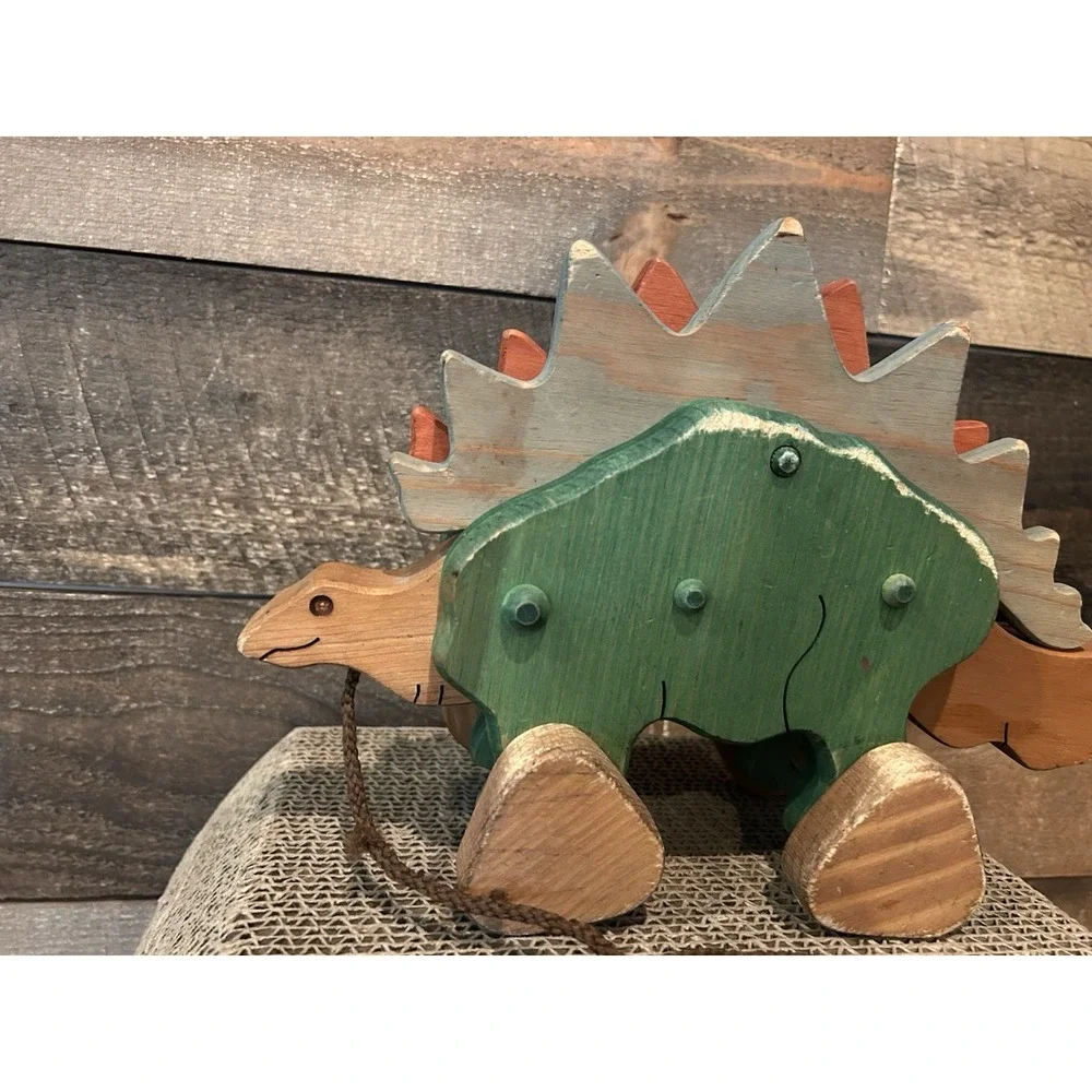 Lark Toys Kellogg MN Wooden Dinosaur Handmade Pull Toy 12.5